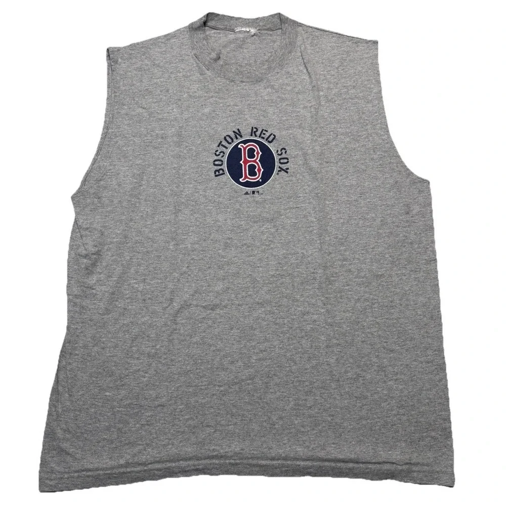 Men's Vintage Adidas‎ Boston Red Sox Sleeveless Grey Shirt Size 2XL